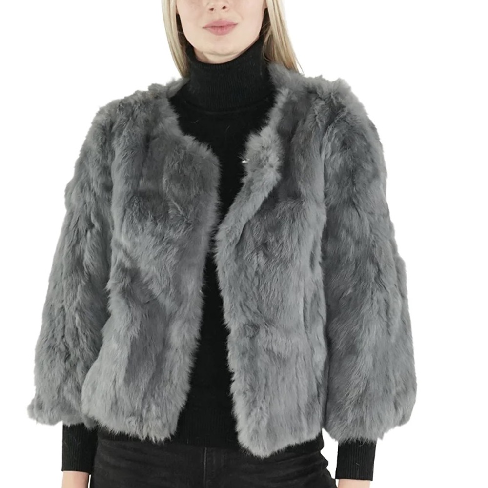 195. NWT WOMENS SHERRILL & BROS. DITA S GENUINE RABBIT FUR JACKET